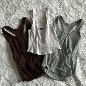 Set of three Old Navy workout tank tops with ribbed detailing